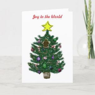 Christmas Tree and Yellow Star Gingerbread Holiday Card