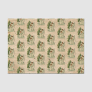 Christmas Tree Angels Antique Victorian Parchment Tissue Paper