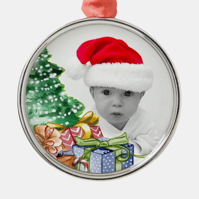 Christmas Tree Art Custom Photo Metal Tree Decoration (Front)