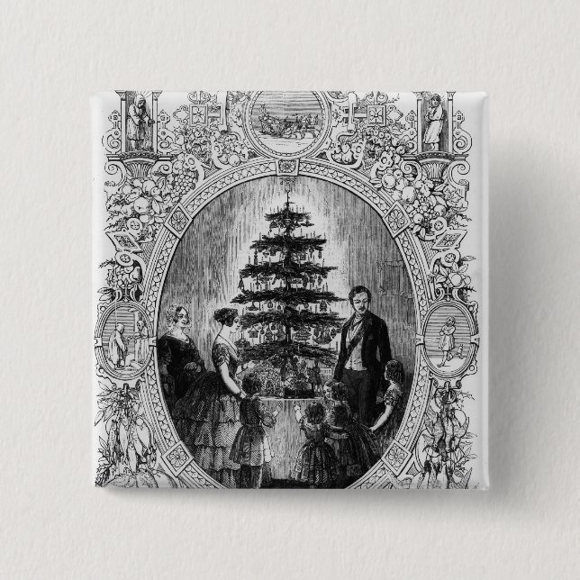 Christmas Tree at Windsor Castle, 1848 15 Cm Square Badge (Front)