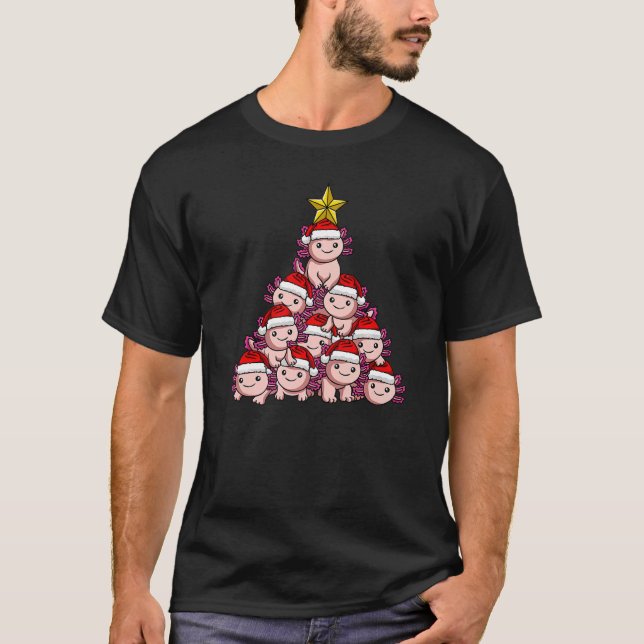Christmas Tree Axolotl Cute Tree Made Of Axolotl P T-Shirt (Front)