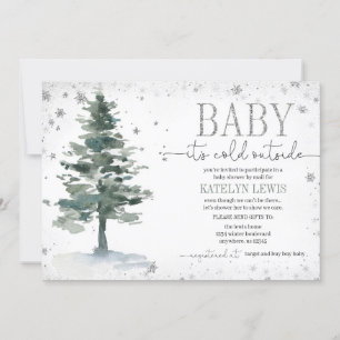 Christmas Tree Baby Shower by Mail Invitation