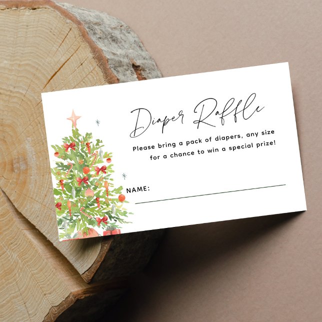 Christmas Tree Baby Shower Diaper Raffle Tickets Enclosure Card (Creator Uploaded)