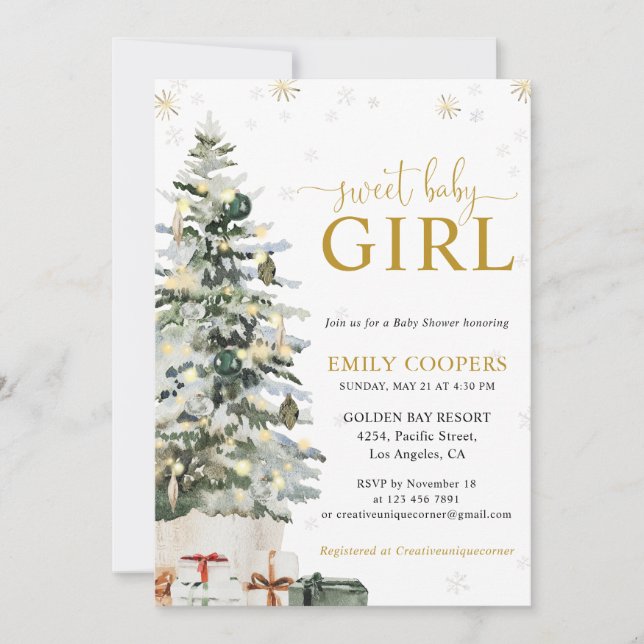 Christmas Tree Baby Shower Invitation (Front)