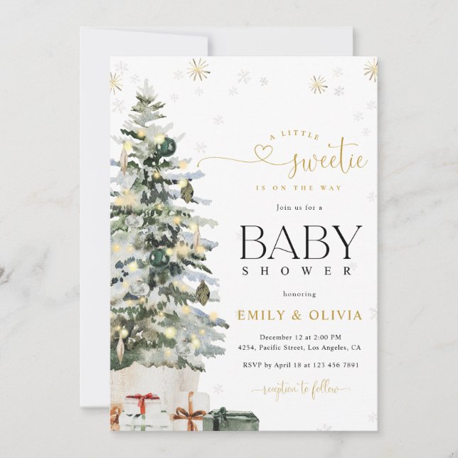 Christmas Tree Baby Shower Invitation (Front)