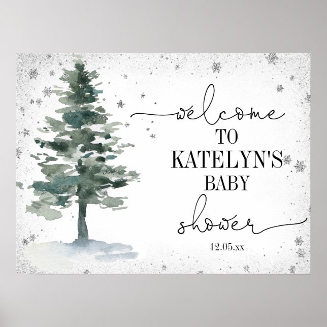 Christmas Tree Baby Shower Welcome Sign (Front)