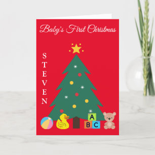 CHRISTMAS TREE BABY'S FIRST CHRISTMAS CUSTOM HOLIDAY CARD