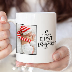 Christmas Tree Baby's First Christmas Photo Two-Tone Coffee Mug