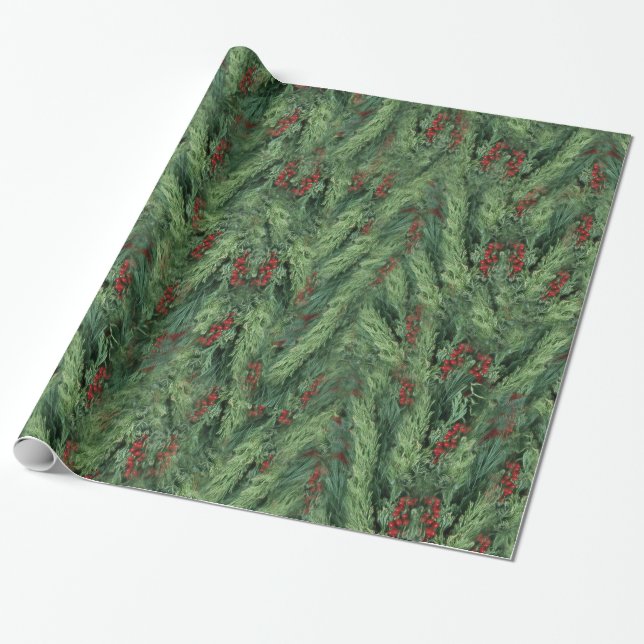 Christmas Tree Background Wrapping Paper (Unrolled)