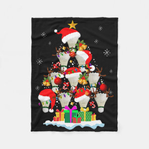 Christmas Tree Badminton Ball Santa Hat Funny Xmas Fleece Blanket