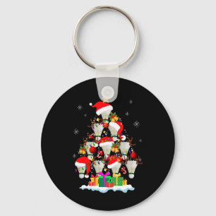 Christmas Tree Badminton Ball Santa Hat Funny Xmas Key Ring