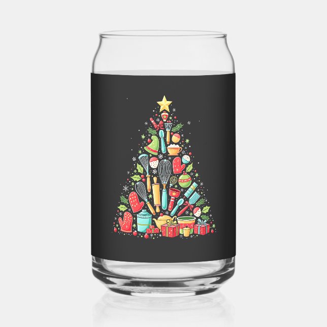 Christmas Tree Baking Chef Cook Xmas  Can Glass (Front)