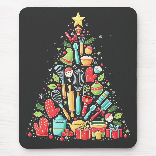 Christmas Tree Baking Chef Cook Xmas  Mouse Pad (Front)