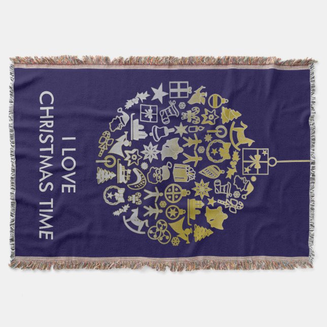 Christmas Tree Ball Ornament + your ideas Throw Blanket (Front)