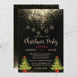 Christmas Tree, Balls Christmas Company Party  Invitation