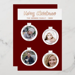 Christmas Tree Balls Red Family Photo Collage