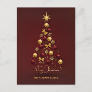 Christmas tree balls sparkle lights holiday postcard