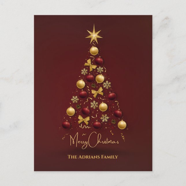 Christmas tree balls sparkle lights holiday postcard (Front)