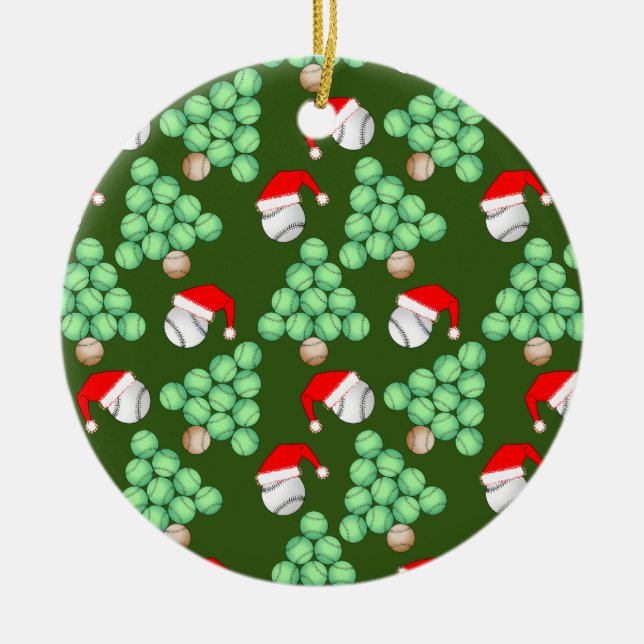 Christmas Tree Baseball Santa Hats Ceramic Tree Decoration (Front)