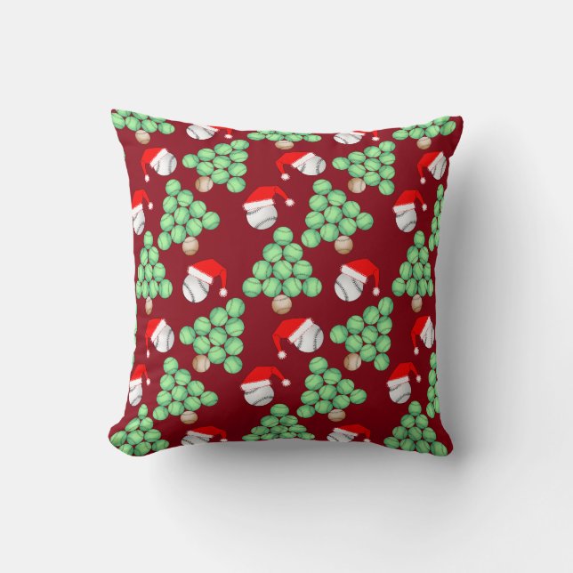 Christmas Tree Baseball Santa Hats Cushion (Front)
