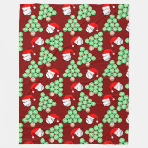 Christmas Tree Baseball Santa Hats Fleece Blanket