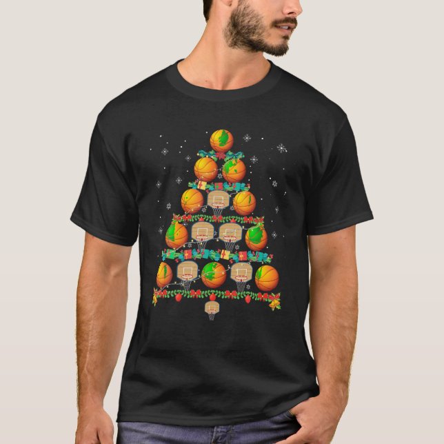 Christmas Tree Basketball Ornament Merry Sport Swe T-Shirt (Front)