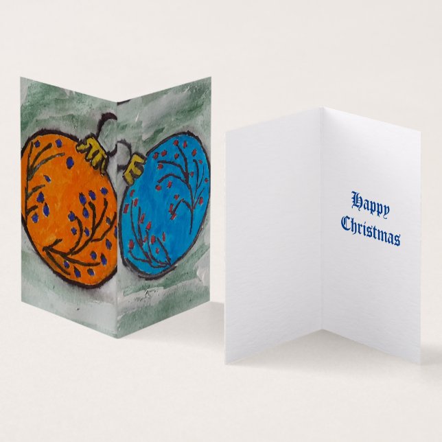 Christmas Tree Bauble Christmas Card (Inside and Outside)
