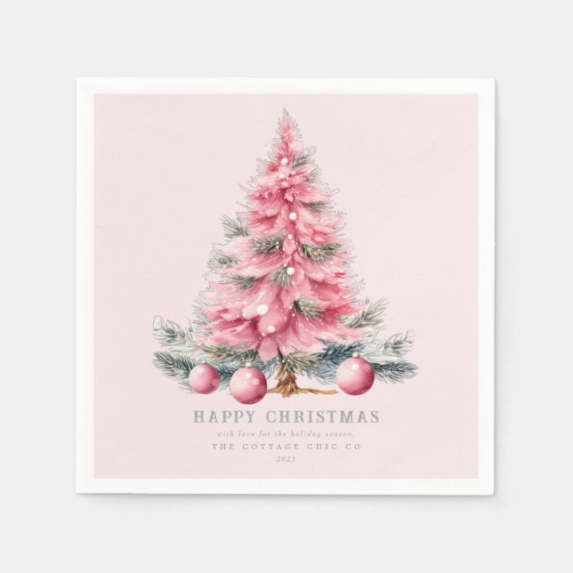 Christmas Tree Baubles Chic Holiday Paper  Napkin (Front)