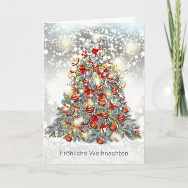 Christmas tree, baubles German Holiday Card (Front)
