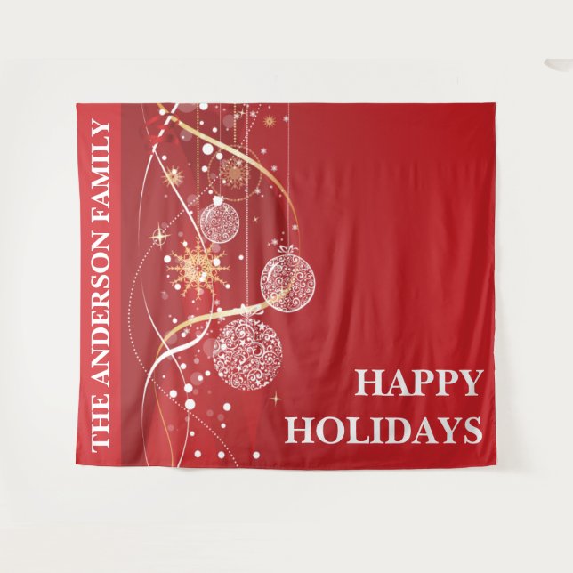 Christmas tree baubles modern business wishes tapestry (Front (Horizontal))