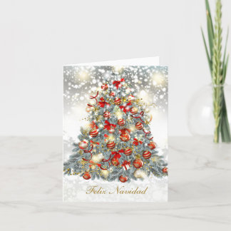 Christmas tree, baubles Spanish Holiday Card