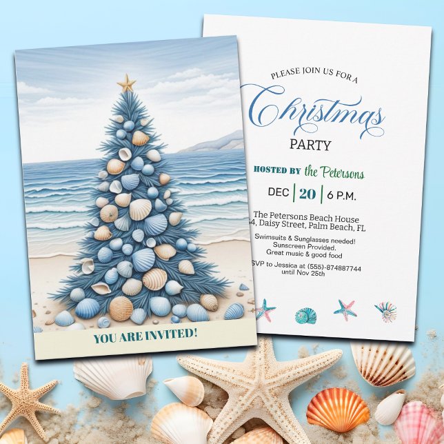 Christmas Tree Beach Christmas Party  Invitation (Creator Uploaded)