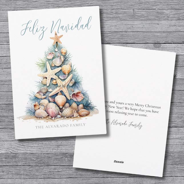 Christmas Tree Beach Feliz Navidad Holiday Card (Christmas Tree Beach Feliz Navidad Holiday Card)