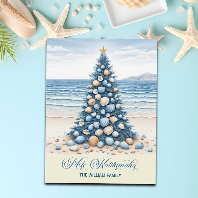 Christmas Tree Beach Mele Kalikimaka Holiday Postcard (Creator Uploaded)