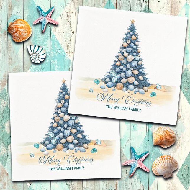 Christmas Tree Beach Merry Christmas Napkin (Creator Uploaded)