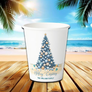 Christmas Tree Beach Merry Christmas Paper Cups