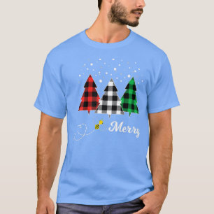 Christmas Tree Bee Merry Christmas Tree Plaid Chri T-Shirt