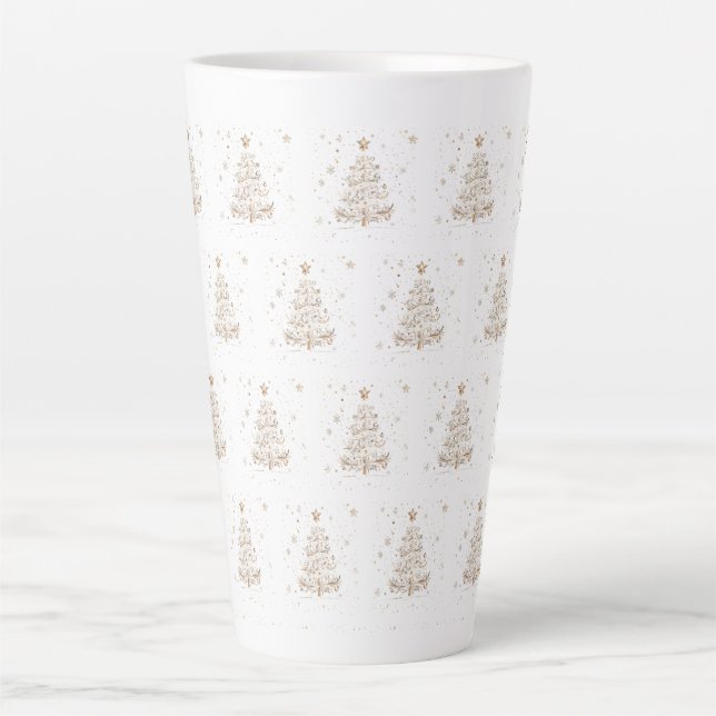 Christmas Tree Beige Seamless Pattern Latte Mug (Front)