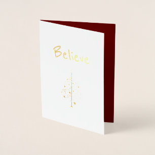 Christmas Tree Believe Gold Foil Card