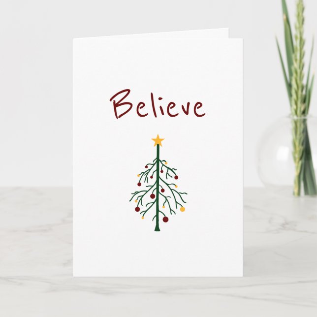  Christmas Tree Believe Santa Holiday Card (Front)