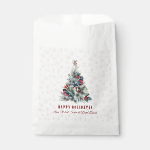 Christmas Tree Berries Holiday Wishes Monogram Favour Bags