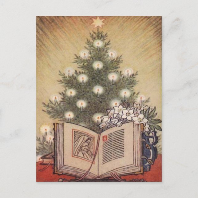 Christmas Tree & Bible Holiday Postcard (Front)