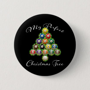 Christmas Tree Billiards Ugly Xmas Sweater  6 Cm Round Badge