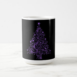 Christmas Tree Black Metallic Purple Elegant Shiny Coffee Mug