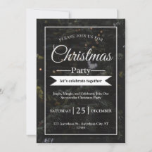 Christmas tree black party invitation