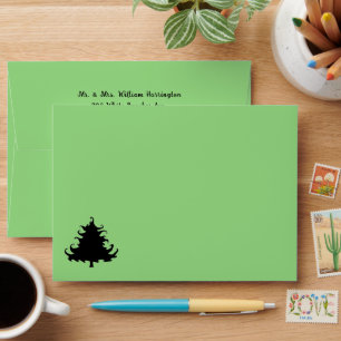 Christmas Tree Black Plaid Colored Envelopes