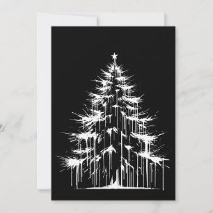 Christmas Tree Black & White Grunge Chic Aesthetic Holiday Card