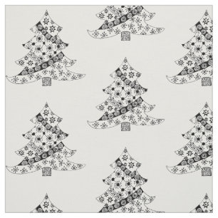 Christmas Tree Black & White Holiday Fabric