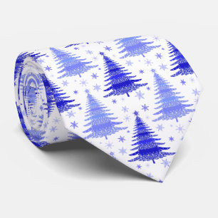Christmas Tree Blue Periwinkle Pattern Design  Tie