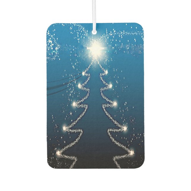 Christmas Tree Blue Sky Shiny Stars Rustic Elegant Car Air Freshener (Front)